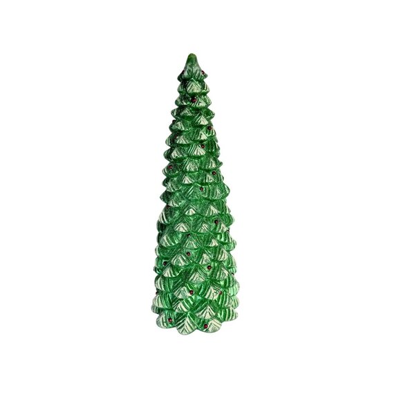 Metallic Green Christmas Tree Candle Vintage Holiday Decor Retro Holiday Decor - Picture 3 of 16